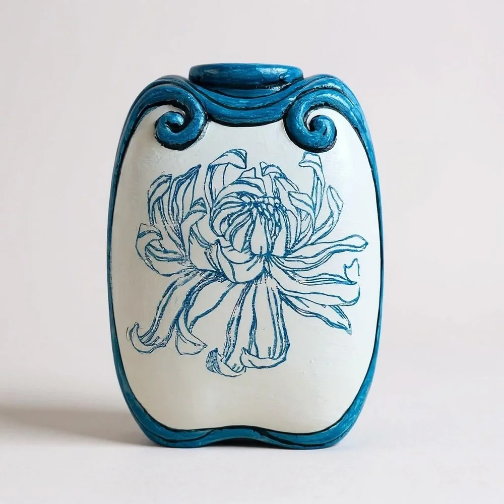Blue and White Floral Vase